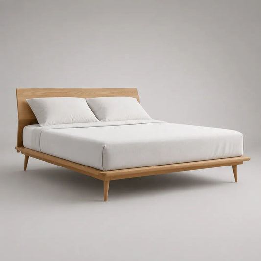 Doppelbett-Bettgestell aus massivem Eichenholz, Natur, Liegefläche 160 x 200 cm, Gesamtmaß 208 x 168 x 95 cm